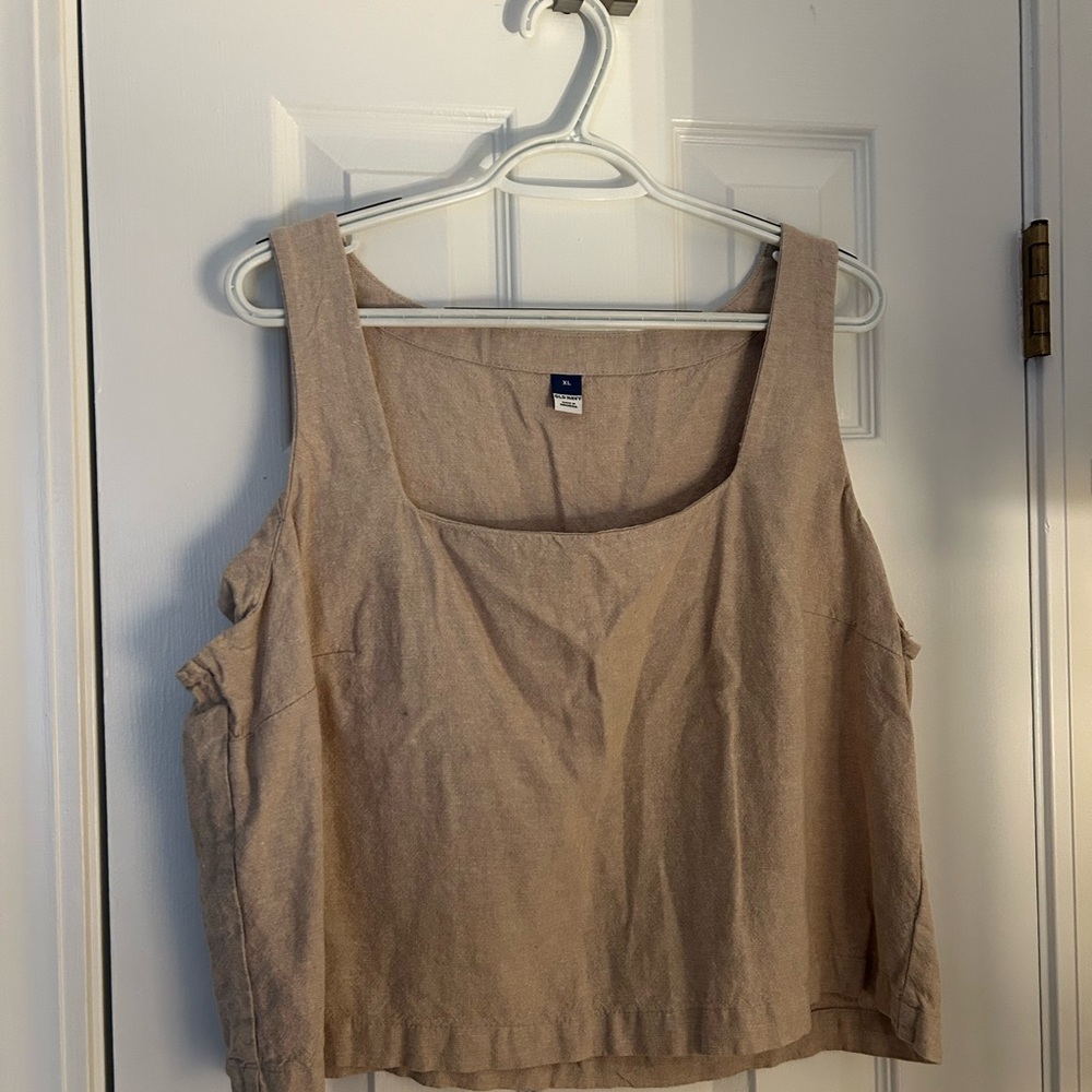 Old Navy Tan Linen Crop Top